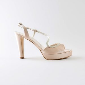 Sandalo Josette 100pl mm - Satin Nude e Glitter oro