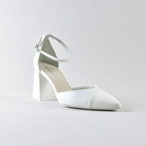 Ankle Strap Rosy 70mm - Nappa e Glitter Avorio