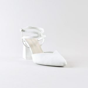 Ankle Strap Madame 70mm  - Glitter Bianco