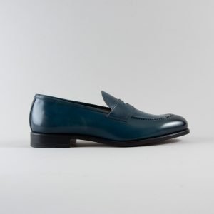 Leonardo Mocassino in Pelle Iron Blu