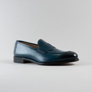 Leonardo Mocassino in Pelle Iron Blu