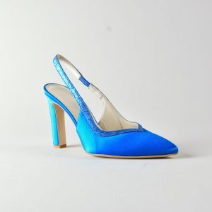 Slingback Diana 90 mm - Satin e Glitter Blu Cina
