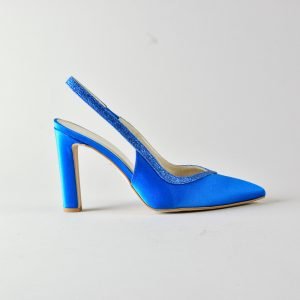 Slingback Diana 90 mm - Satin e Glitter Blu Cina