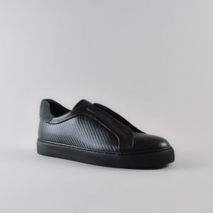 Sneakers Luke in Pelle Nera Senza Stringhe