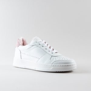 Sneakers Meggie in pelle Martellata Bianca e pelo