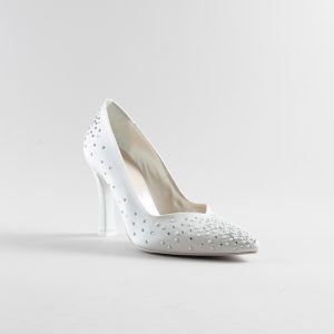Decolletè Vivienne 90mm - Satin Avorio, Perle e Swarovski