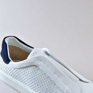 Sneakers in pelle Bianca e Camoscio Blu