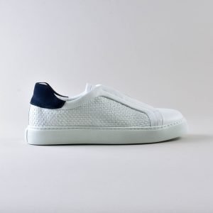 Sneakers in pelle Bianca e Camoscio Blu