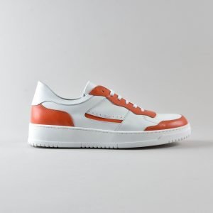Sneakers in pelle Bianca e Arancione